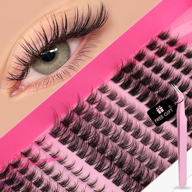 GROINNEYA DIY Lashes Extension Kit Individual Lashes Clusters Faux Mink Eyelash Extension Mix set with Lash Bond and Seal Makeup 1