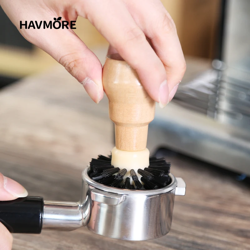 فرشاة تنظيف قهوة خشبية فاخرة