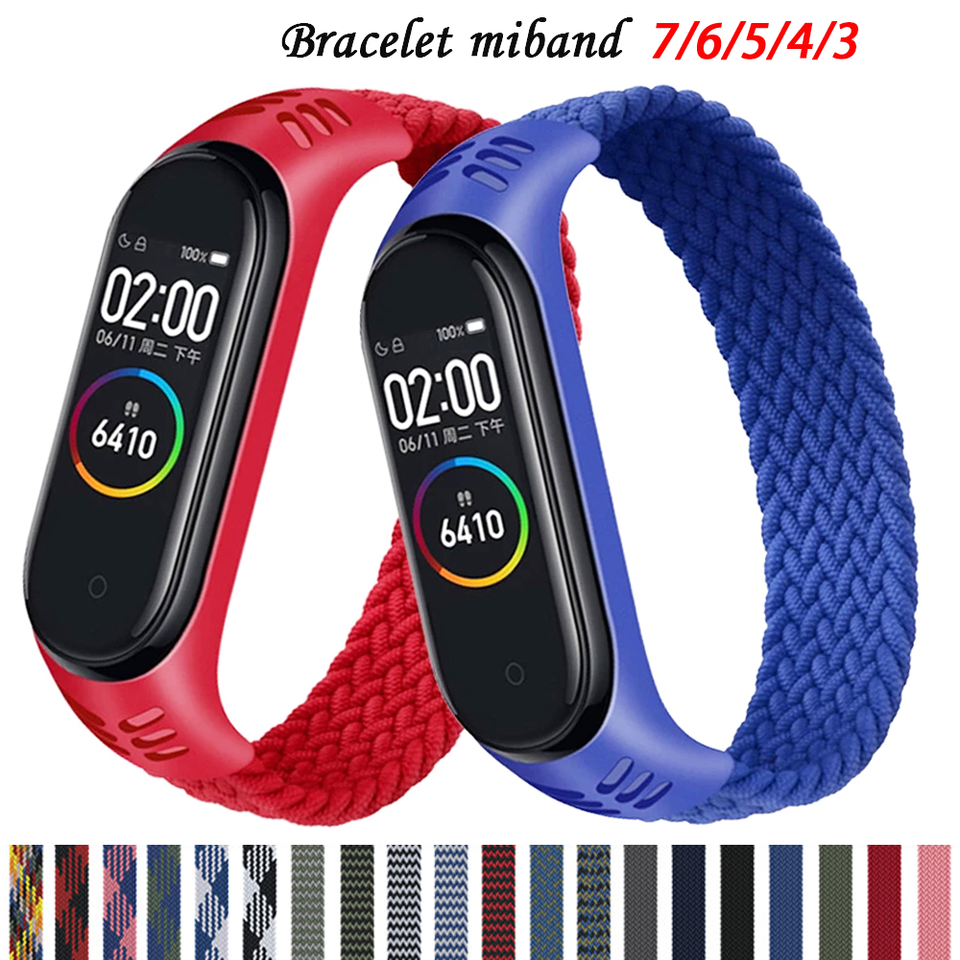 Watchbands For Mi Band 6 7 5 4 Strap Bracelet Nylon Braided Multicolor Sport Solo Loop Bracelet for Mi band 6 7 Strap Wristwatch