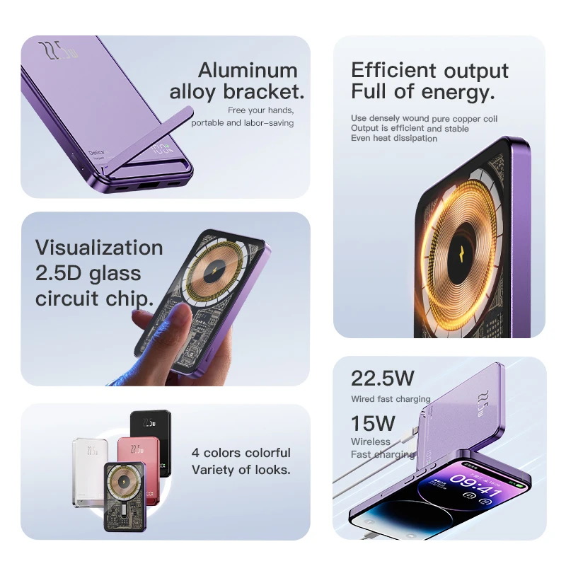 Xilecaly 20000mAh Fast Charger For Magsafe Power Bank High quality Alloy With Battery Wireless Powerbank Magnetic Phone Charger 4