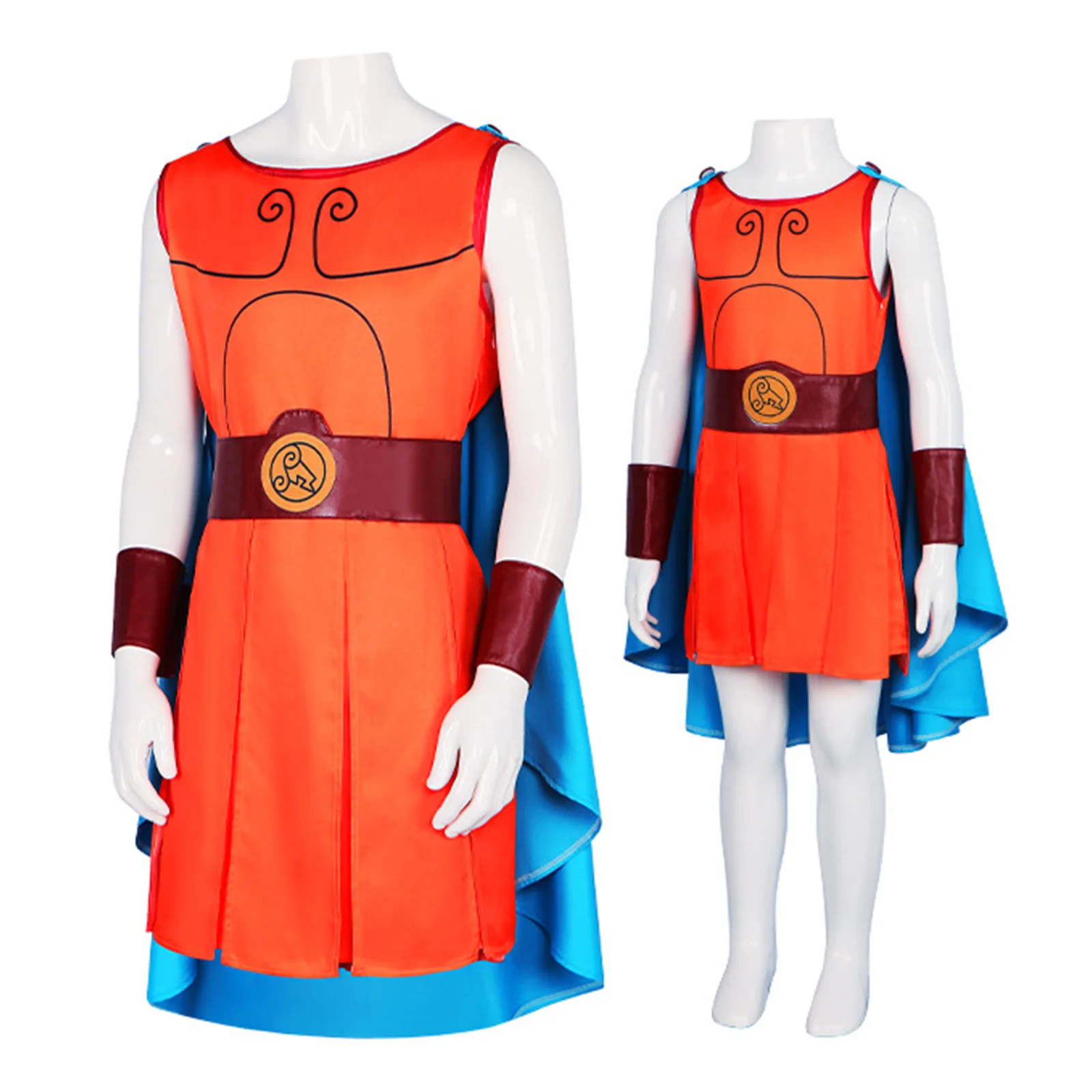 

Anime Cos Halloween Party Clithes for Adult Father Children Son Hercules Cosplay Costume Blue Jumpsuit Blue Cloak Stage Outfits