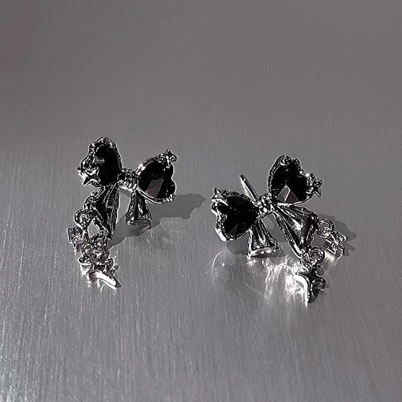 stud earrings Y2K Bowknot Zircon Women Korean Pink Crystal Personality Party Jewelry Gifts