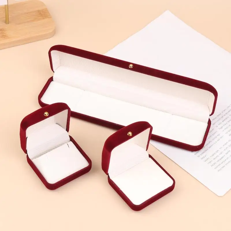 ●1PCS Flocking Gold Buckle Jewelry Box Pendant Ring Necklace Earring Bracelet Display Storage Box Luxury Feelings Packaging Box
