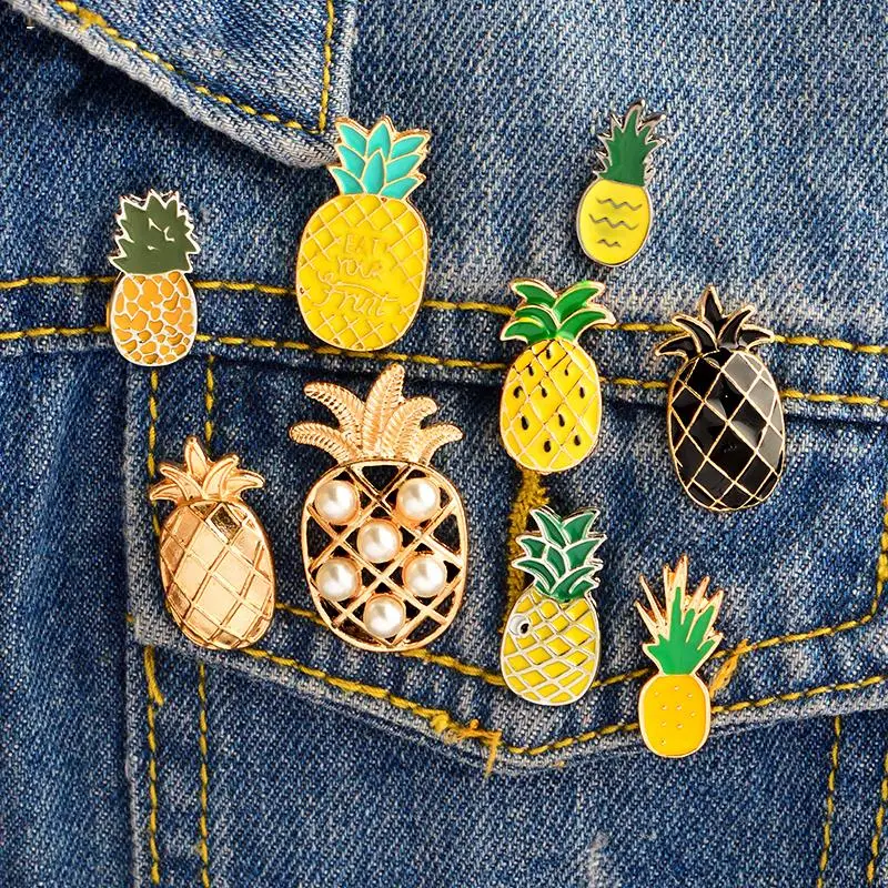 Broche Fantaisie Ananas Rose Et Bleu - Marque CMLPB - 7 Cm - Neuve Sans Emballage
