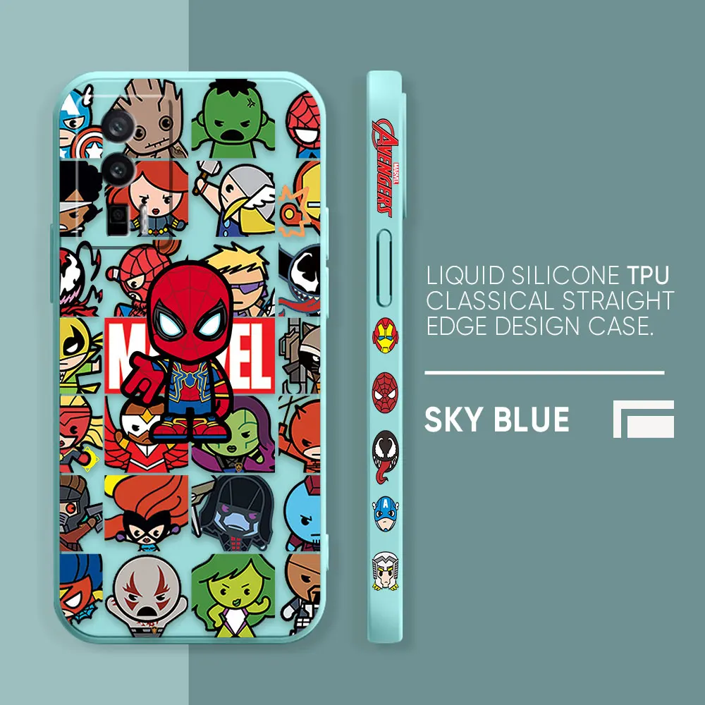 thumbnail image 1 of Case For Redmi K60E K60 K50 K40S K40 K30 9A 9 8A 10 Pro 4G 5G Simple Liquid silicone Case Marvel Cartoon Iron Spider-Man Poster, 1 of 5