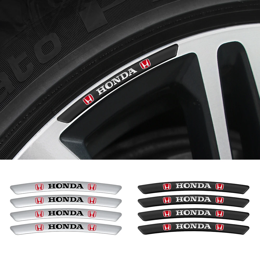 4Pcs Car Aluminum Wheel Rim Stickers Decals For Honda CIVIC FORZA ...