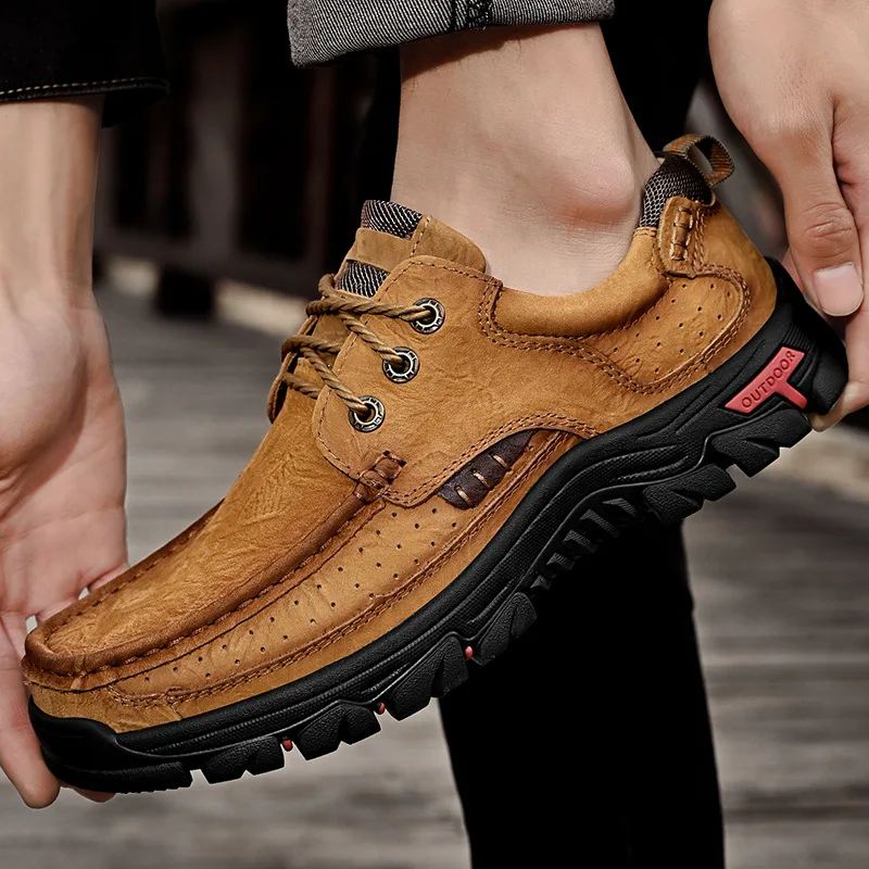 Zapatillas de deporte informales de cuero genuino para hombre, zapatos de  plataforma cómodos de lujo, marca