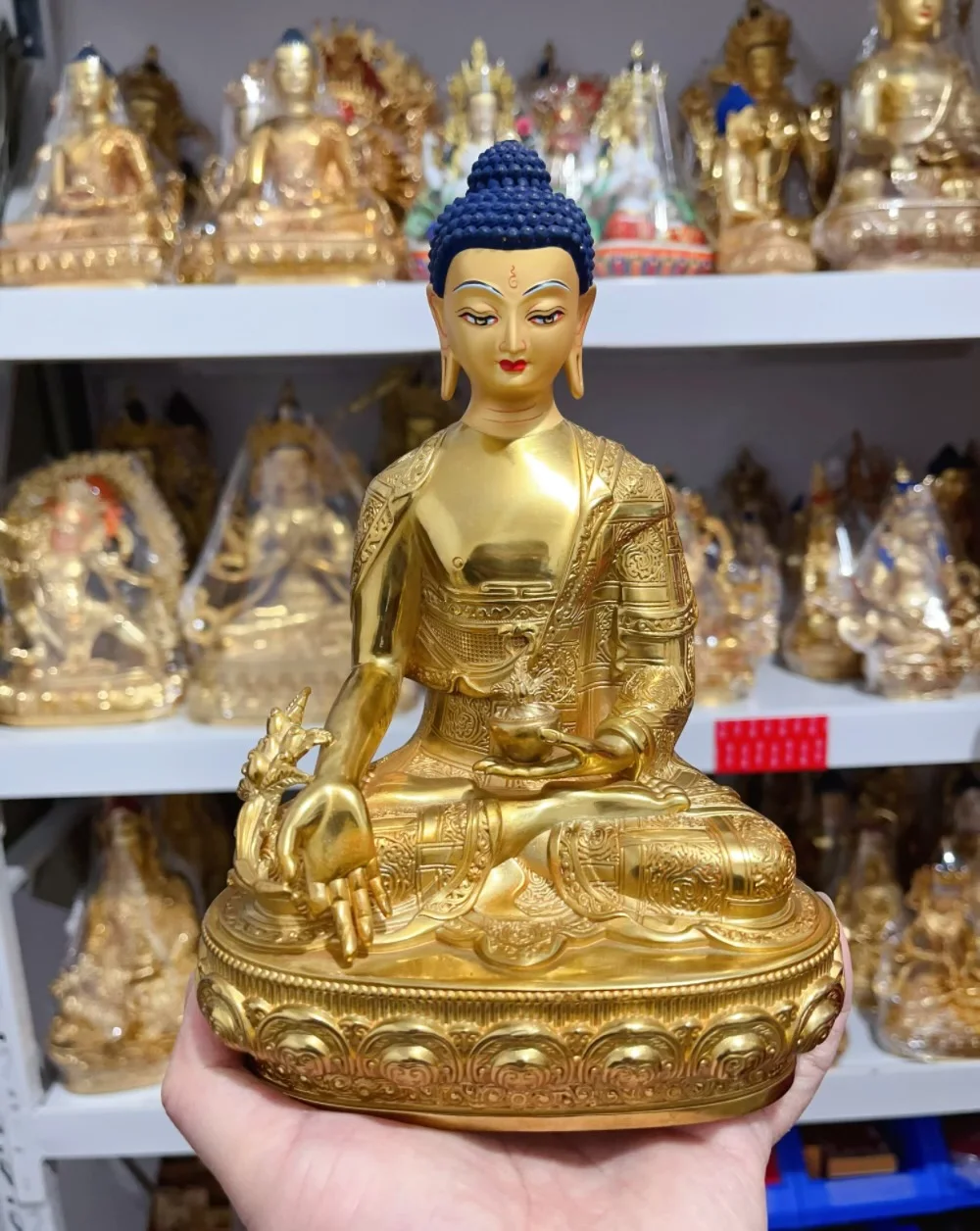 

TOP GOOD Almighty Medicine Shakyamuni Buddha statue Nepal Thailand Buddhist HOME protection Bless family safety healthy worship