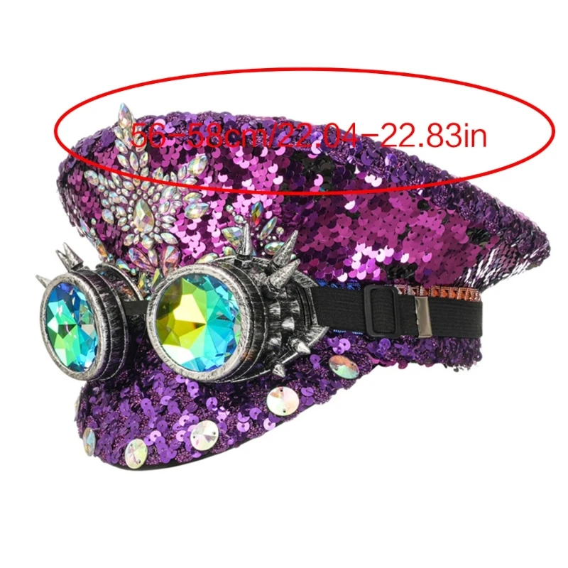 Party Captain Hat Shining Crystals Gleaming Goggles Officer Hat for Party Wholesale