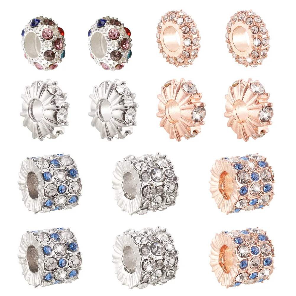 

1 Box Metal Cubic Zirconia Beads Mixed Shapes Rhinestone Bead Colored Spacer Bead for Snake Beading Bracelet DIY Jewelry Making