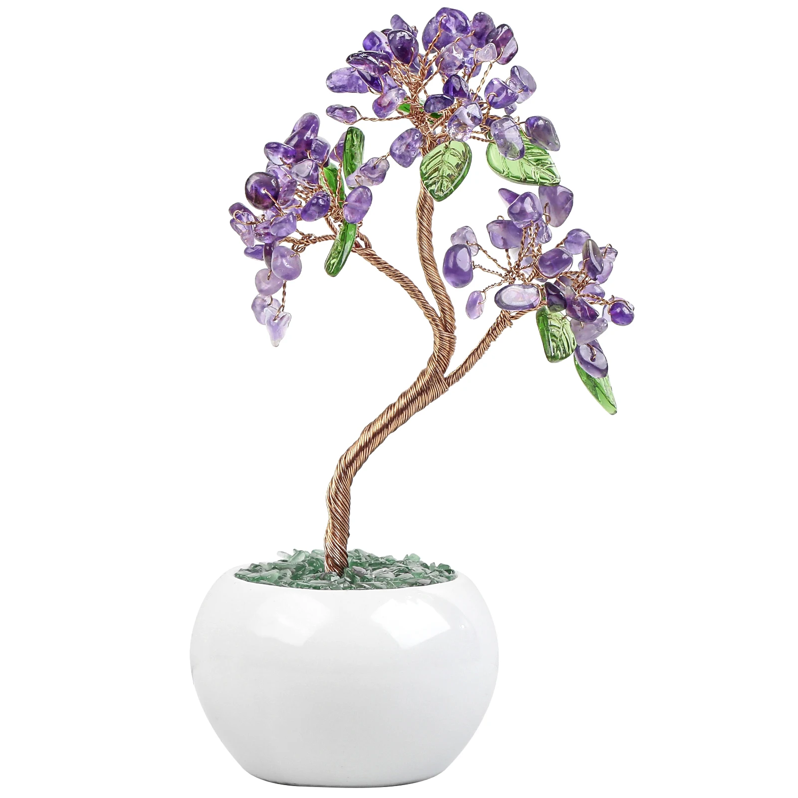 Healing Aquamarine Crystal Money Tree With Ceramic Base Bonsai Lucky Tree Feng Shui Home Decor Desktop Ornaments