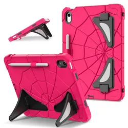 Durable Silicone + PC Kids Tablet Cover - No Stylus Included - iPad A16 11th Gen (Hot pink and black)