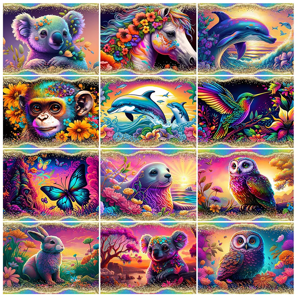 Картина из страз «сделай сам», картина из разноцветных квадратных и круглых страз с рисунком корицей коала, кролика, креативное домашнее украшение, 5D