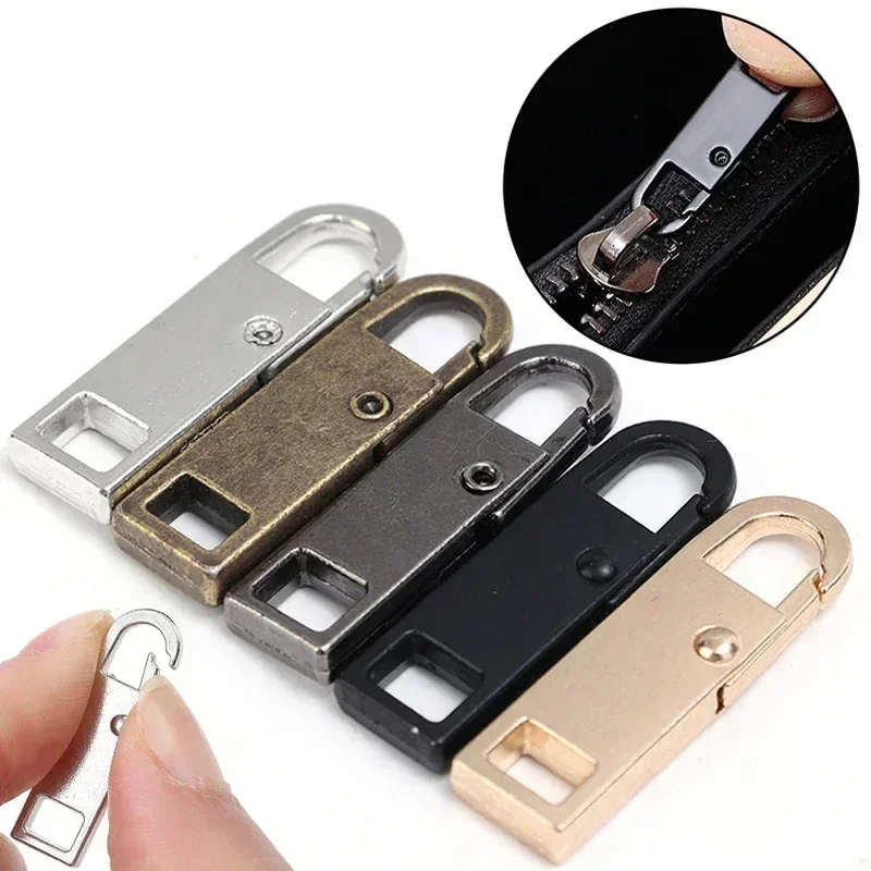 Metal Zipper Slider Puller Detachable Instant Repair Kit DIY Sewing Replacement Clothing Luggage Purses Universal Zipper 3pcs