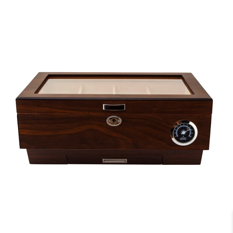 Luxury Cigar Humidor with Hygrometer Humidifier Divider Safety Lock Cedar Wood Cigar Humidor