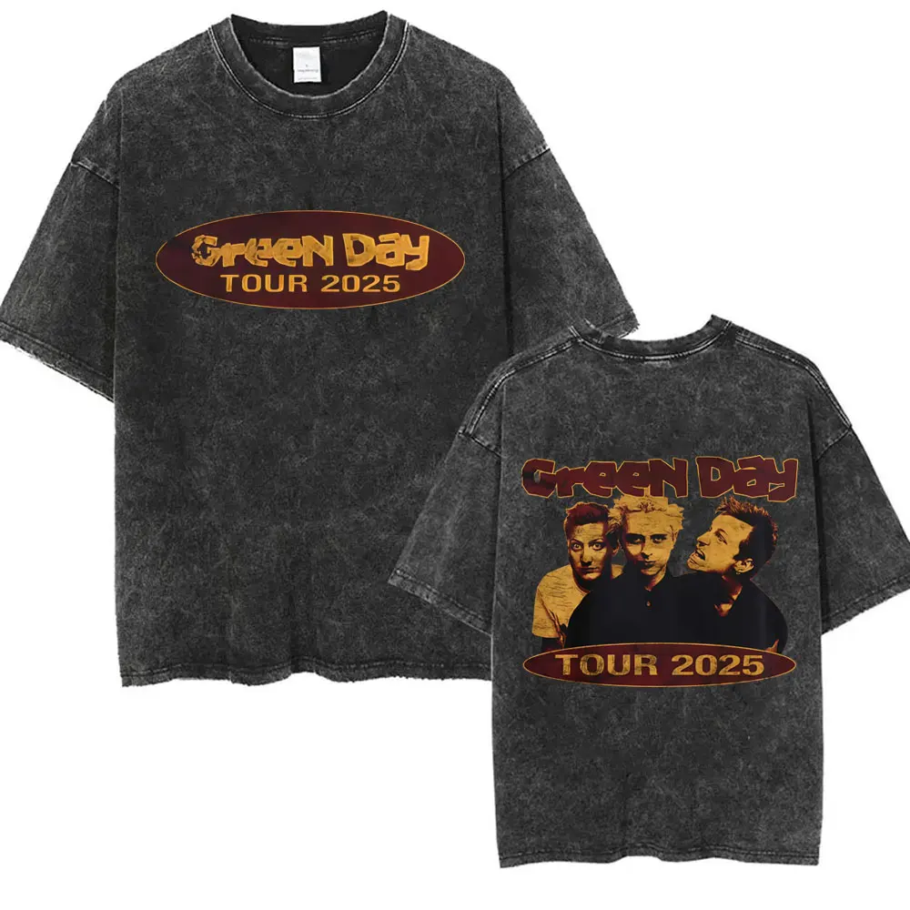 Gewaschenes Vintage Punk Band Green Day Cartoon Lustiges Merch T-Shirt für Männer und Frauen Rock Übergroße T-Shirts Herren Mode T-Shirts – Detail 9