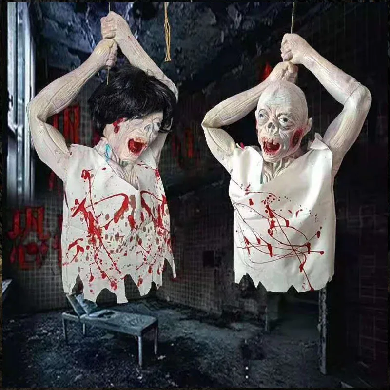 

Halloween Horror Decoration Hanging Ghost Spooky Bust Female Corpse Haunted House Outdoor Garden Party Ornament Props