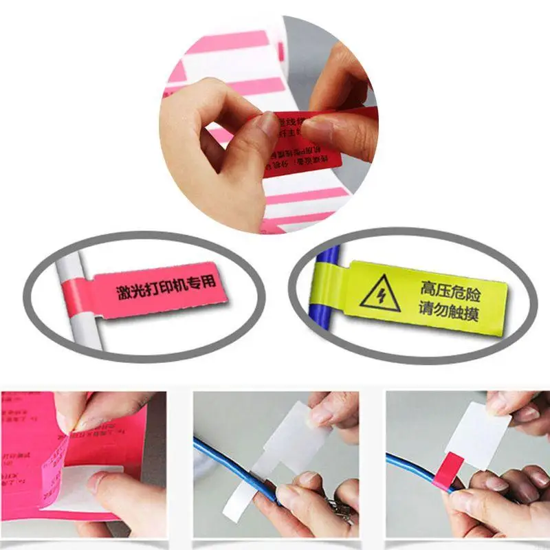 X90F 30 Pcs Self-Adhesive Cable Label Waterproof Identification Tags for Office Work School Computer Cord Printer