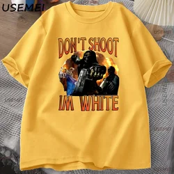 Playful Don't Shoot Graphic Unisex Vintage T - Shirt - Casual Humor Short Sleeve Streetwear Tee - XXXL (YELLOW)
