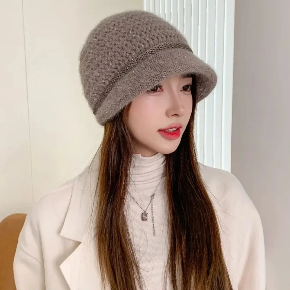 Korean Winter Pile Has for Women Thermal Pullover Hat Caps Fashion Outdoor Wide Brim Ear Protection Warm Skullcap Beanies Female