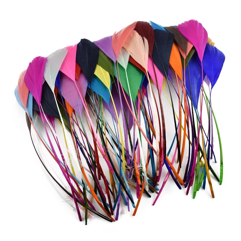 Colorful Goose Feather Decor 100pcs/lot Artificial Decorations Black Geese Feathers Party Jewelry Handicraft Accessories Plumes goose feathers,craft feathers,artificial feather decorations