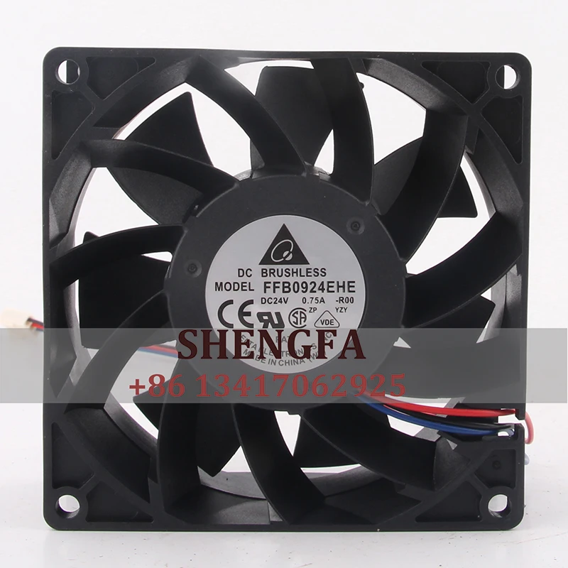 DELTA Case Fan Dual Ball Bearing  FFB0924EHE DC24V 0.75A 92X92X38MM 9CM 9238 Frequency Conversion Current Speed Cooling Fan for delta pfb0924ghe 24v 0 76a abb acs510 550 9238 9cm 92x92x38mm 2 line inverter fan