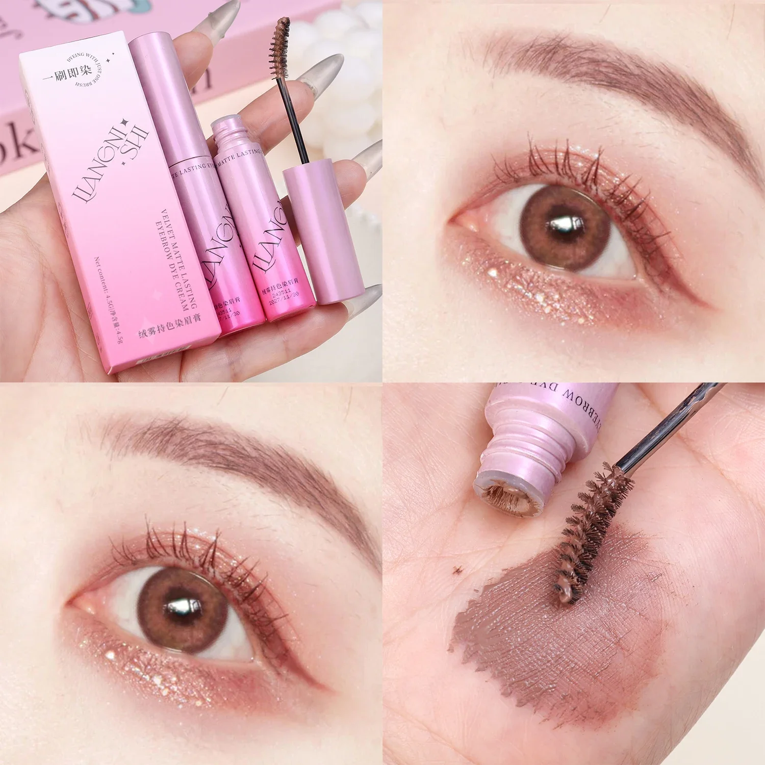 Long Lasting Eyebrow Dyeing Cream Natural Velvet Mist Eyebrow Enhancer Dye Gel Tint Quick Dry 4color Brow Makeup Cosmetic Novice 3