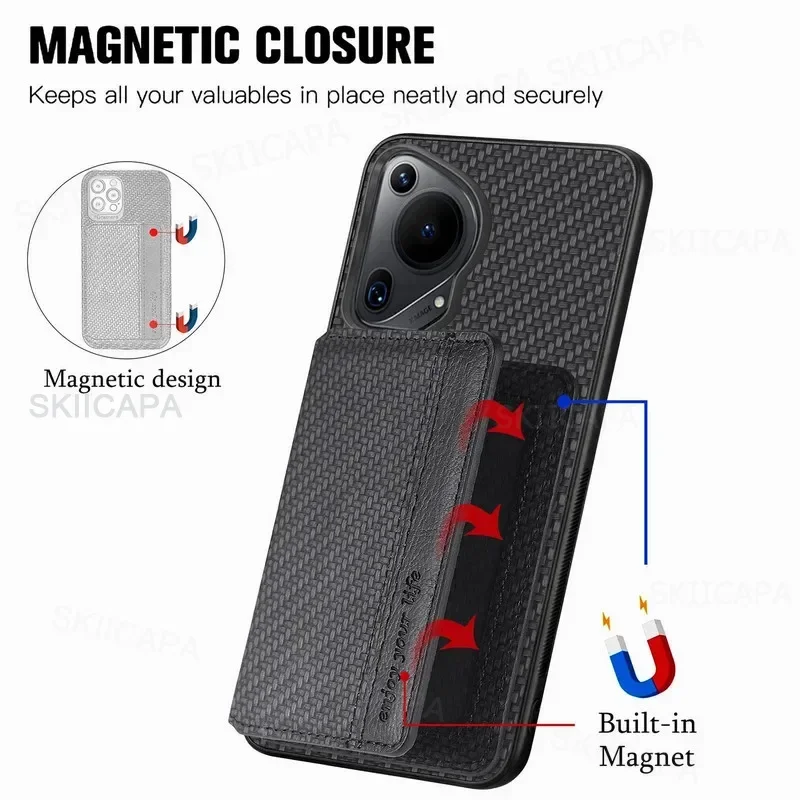 Leather Wallet Phone Case with Card Holder & Magnetic Stand