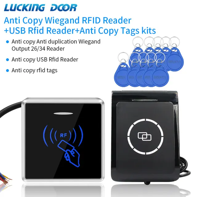Anti Copy Encryption Anti Duplication Access Control Card Reader Kit Anti-copy RFID Card + USB Card Sensor + Wiegand Card Reader 1