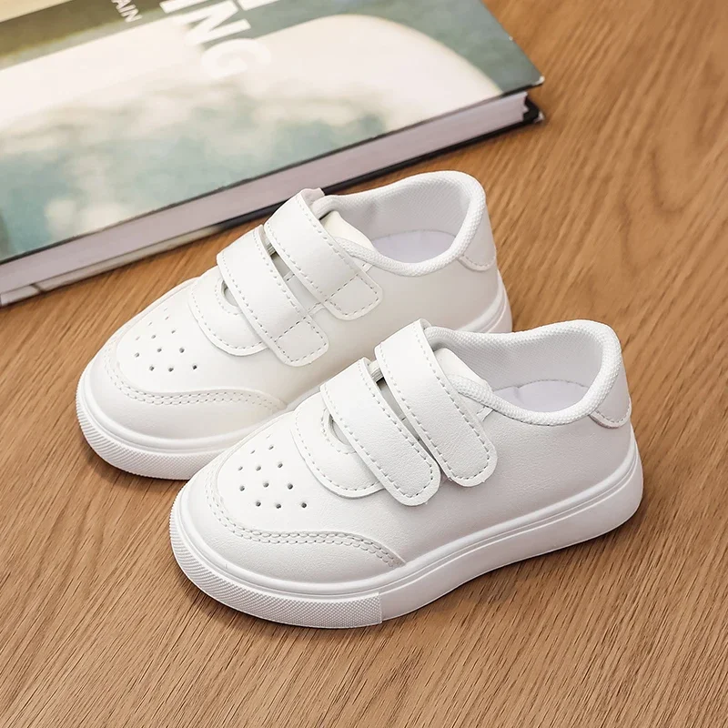 White Kids Classic Sneakers for School Uniform and Sports
