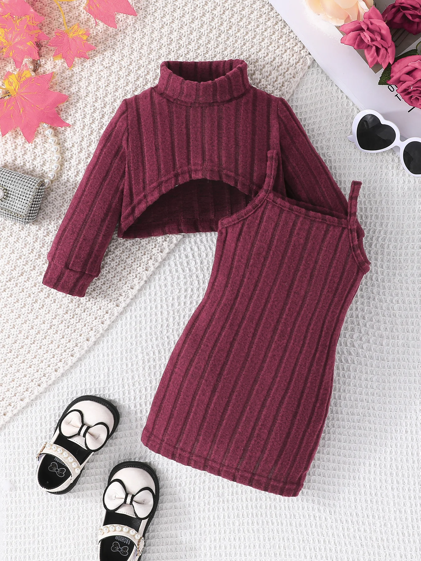 Baby Girls Clothes Set 6Months-3Years Long Sleeve Striped Top Suspenders Skirt Princess Dresses