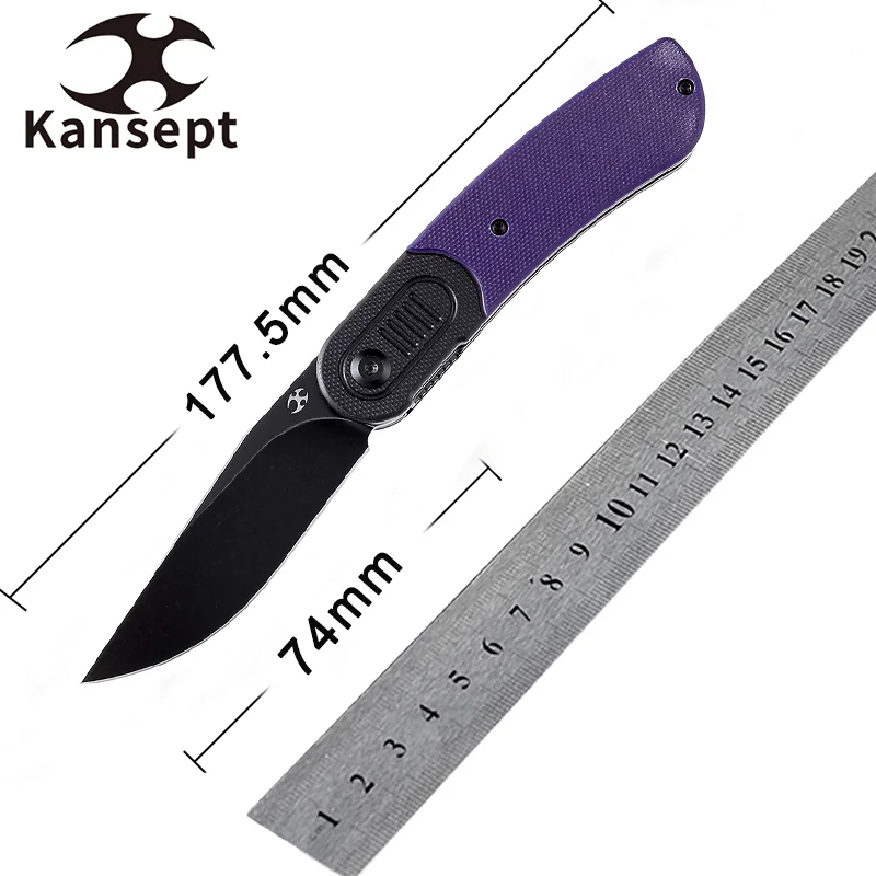 

Складные ножи kanseven Reverie T2025B5, 154 см, с черной и фиолетовой ручкой G10, для кемпинга, охоты, повседневного ношения