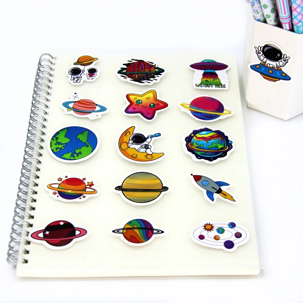 10/100Pcs 귀여운 스티커 팩 Kawaii 우주 행성 미적 문구 용품 사무실 학교 스크랩북 용품 한국어 종이