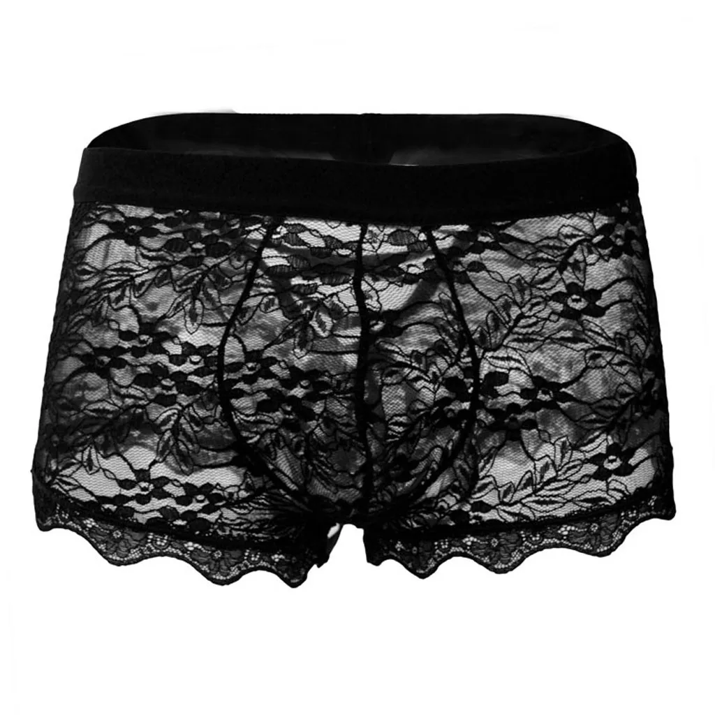

Men'S Sexy Lace Boxers Underwear Charming Translucent Boxershorts Panties Low Waist High Elastic Boxers Underwear Slip Hombre