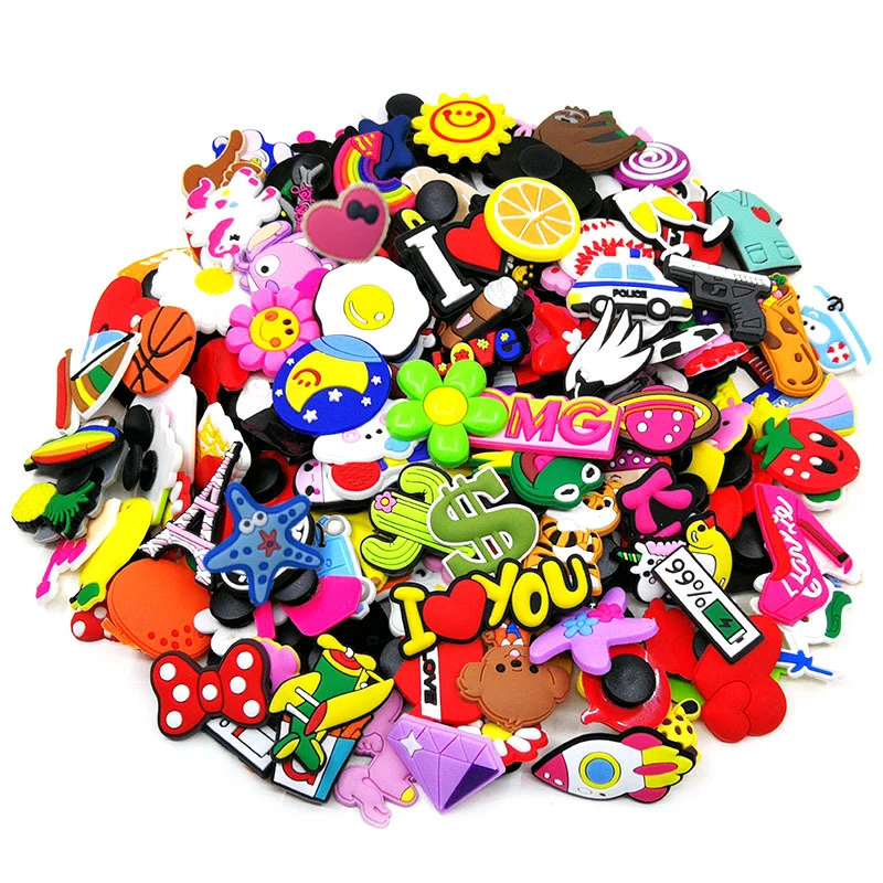 100 Pack Shoe Charms for Croc PVC Cute Cartoon Shoe Decoration Pins Anime Accessories Pack for Kids Teens Girls Boys Children shoe charms