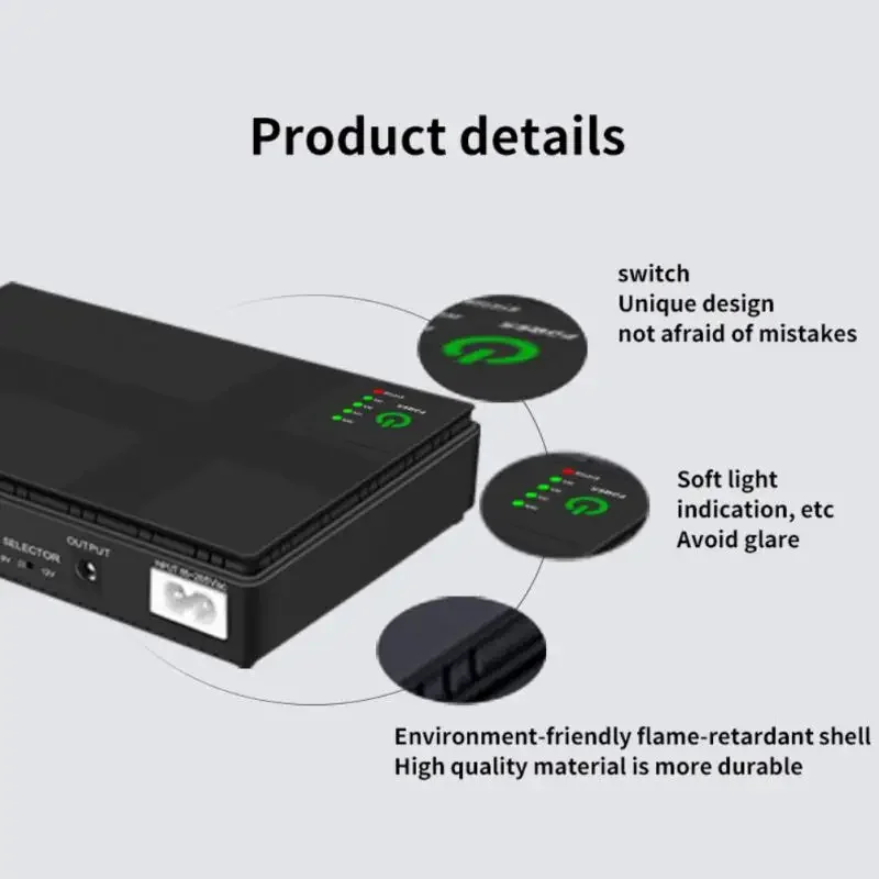 Power Supply 1036P EU Router 36W 10400mAh UPS Black Uninterruptible DC Backup Router Optical Modem Built-in Adapter POE 12V/24V