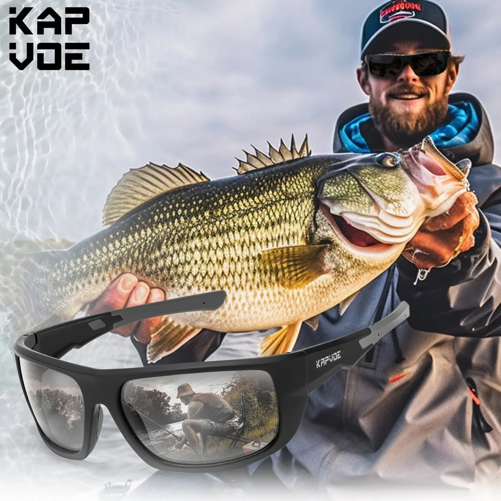 Polarized sunglasses fishing sunglasses KAPVOE fishing goggles polarized sunglasses outdoor sports cycling glasses men women bike riding fishing