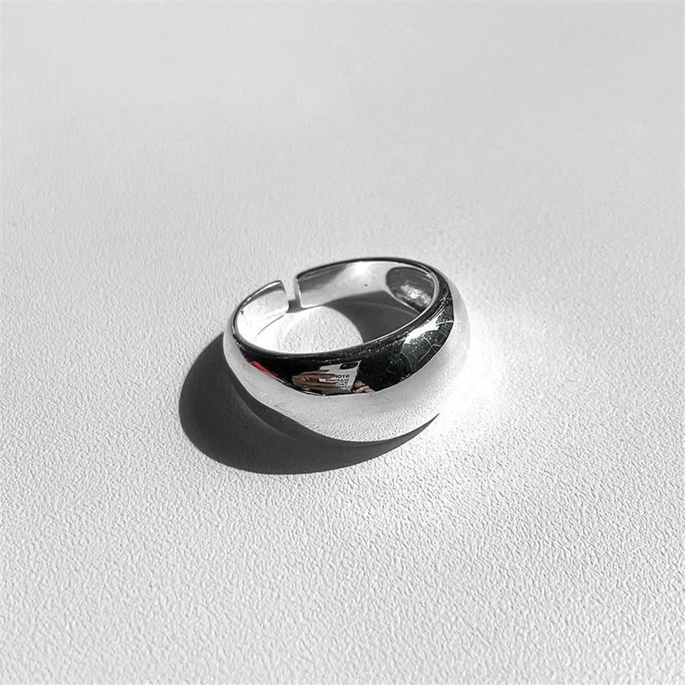 

Lispector 925 Sterling Silver Simple Glossy Geometric Ring for Women Minimalist Punk Ring Open Adjustable Party Jewelry Gifts