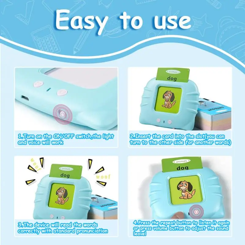 

Детская обучающая машина для чтения флэш-карт на английском языке, обучающая электронная аудиокарта, книга Монтессори, языковая игрушка для дома и школы