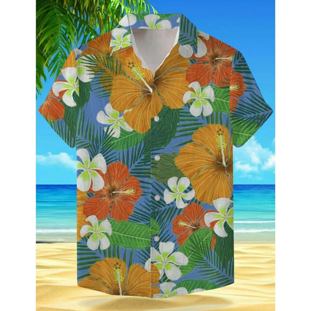 

Floral Plants Vacation Hawaiian Men's Shirt Outdoor Hawaiian Holiday Summer Turndown Short Sleeve Red Blue Mint Green Shirts