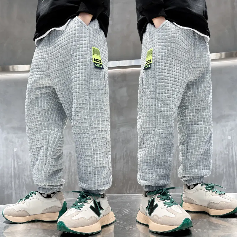 

2022 New Boys Soft Sports Pants Spring And Autumn Student Trousers Korean Casual Loose Cotton Solid Color Children's Clothing