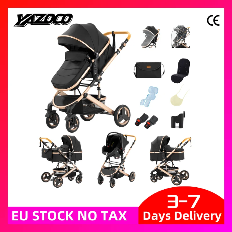 3-in-1 Lightweight Baby Stroller Multifunctional Travel Pram Aluminum Frame  Compact Newborn Stroller