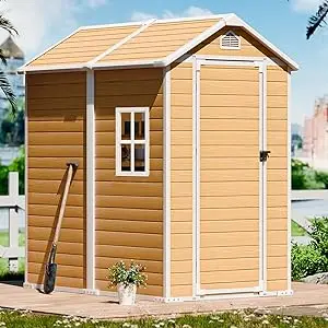 4x6 FT Outdoor Storage Shed, Metal Storage Sheds with Double Sliding Doors,Large Waterproof Bike Shed Cabanons De Jardin