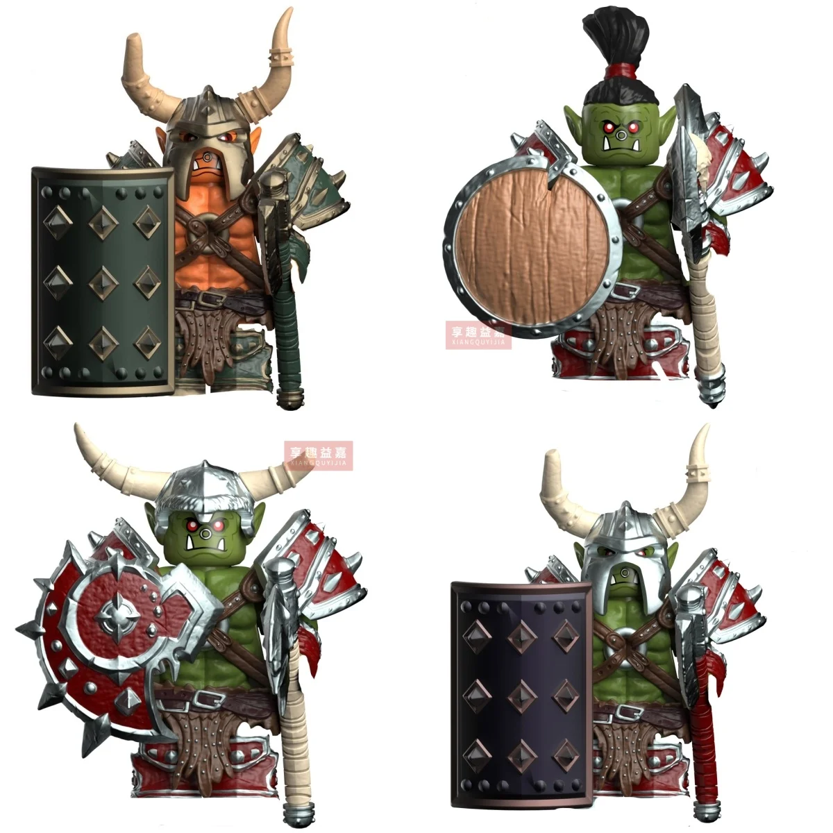 Mittelalterliche Tomahawk Schild Ork Ziegel Puppen Action Montieren Modell Figuren Bausteine Spielzeug kinder Geburtstag Geschenk