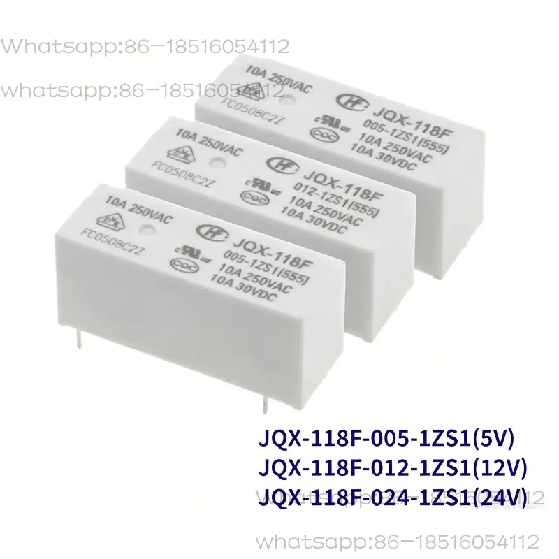 10Pcs 새로운 HF 릴레이 JQX-118F-005-1ZS1 JQX-118F-012-1ZS1 JQX-118F-024-1ZS1 HF118F 012 1ZS1 10A 5PIN 5V 12V 24V 전원 릴레이