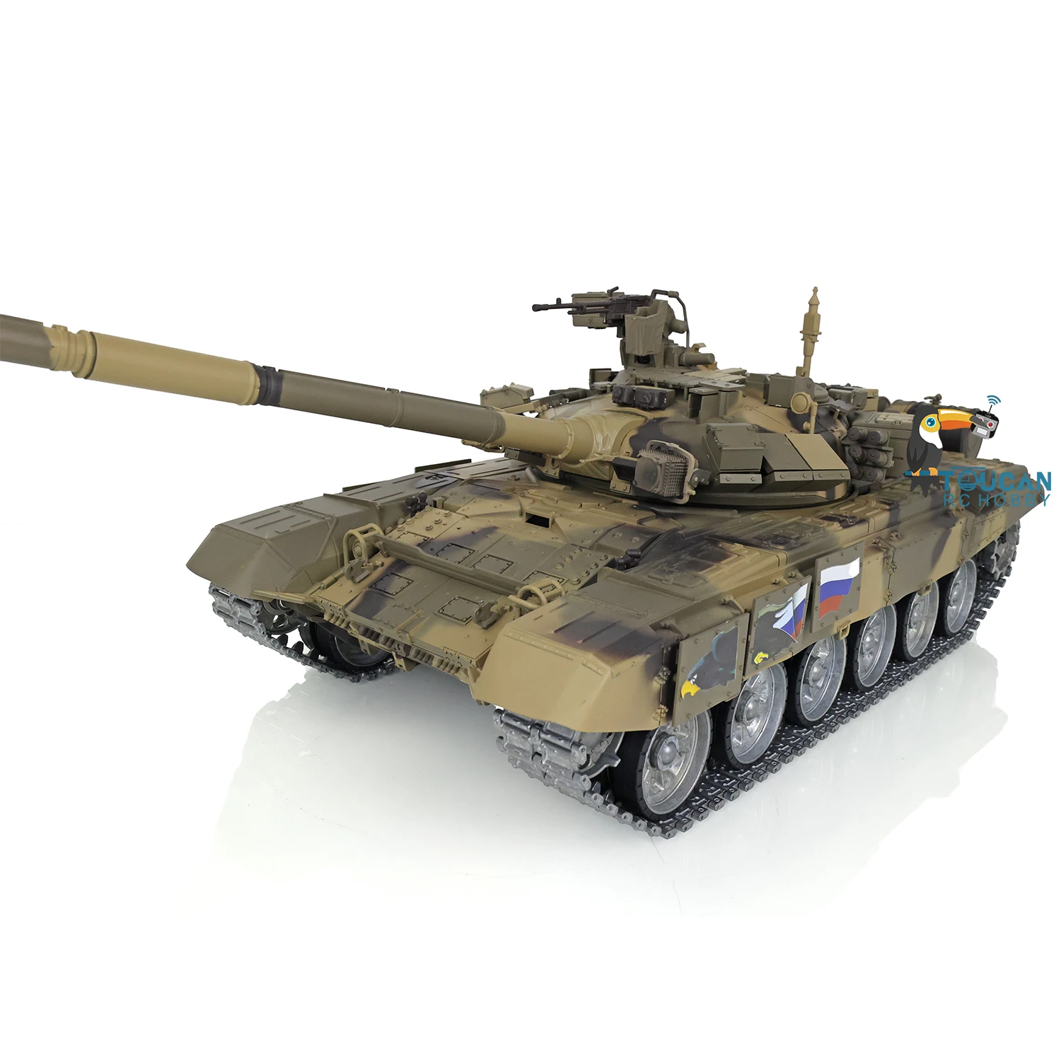 1/16 스케일 HENG LONG RC 탱크 7.0 맞춤형 FPV 러시아 T90 3938 360 ° 터렛 메탈 트랙 BB 사격 연막 장치 팬저 장난감