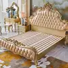 Silver Vintage Wooden Double Bed Blue Soft Gold Luxury Japanese Double Bed King Size Adults Metal Letto Matrimoniale Furniture 5