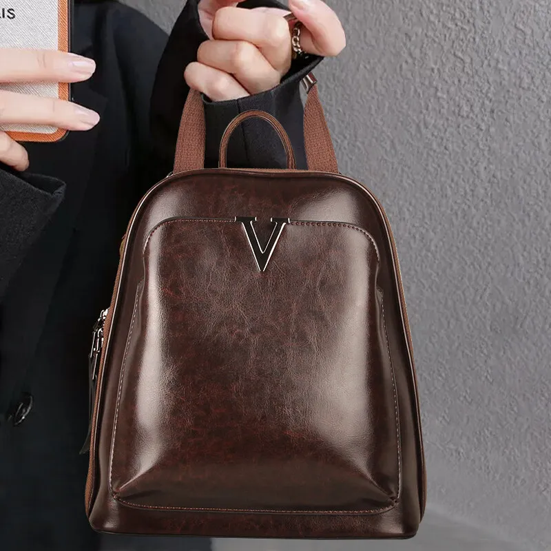 Cobbler Legend Women Backpack Oil Wax Leather Cross Body Real Cowhide Student Knapsack Fashion Retro Female KnapsackShoulder Bag