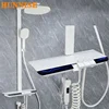 White Piano Bathroom Digital Shower Set 12 Inch Rain Shower Head Hot Cold Bathroom Faucet Square Digital Piano Shower System Arm 1