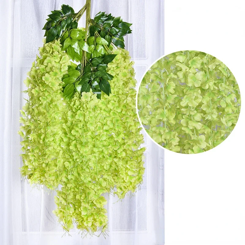 Pauwer Wisteria Hanging Flowers 24 Pack Fake Flower Garland Artificial Wisteria Vines Rattan Silk Flower String Wedding Party Wall Decorations,Blush Pink